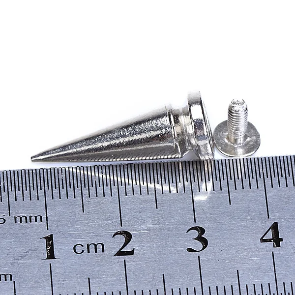 20pcs/set 10mm Silver Cone Spikes Screwback Studs DIY Craft Cool Rivets Punk for Shoes Custom Leather Work Belts Handbags etc