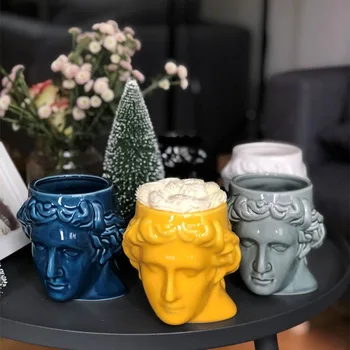 

Creative Ceramic Milk Cup Coffee Cup Spain Ancient Greece Apollo David Head Cup Mug Roman Sculpture Cup David Water Cup