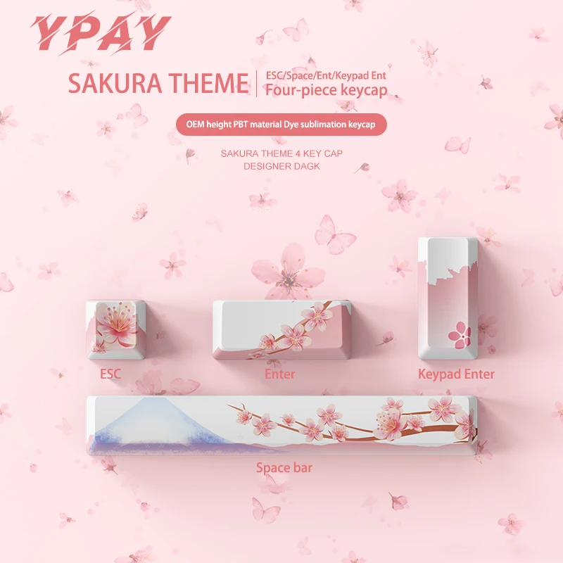 4 шт. механическая клавиатура Sakura Keycap персональная PBT Сублимация ESC Enter OEM высота