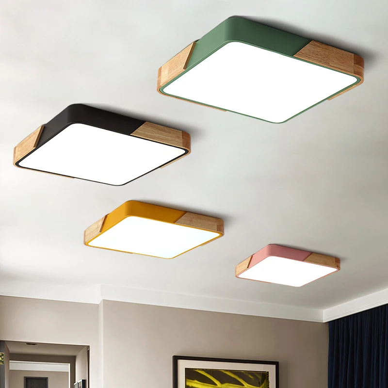 Nordic Oak сплав Led Потолочная люстра светильник ing Гостиная приложение затемняемая