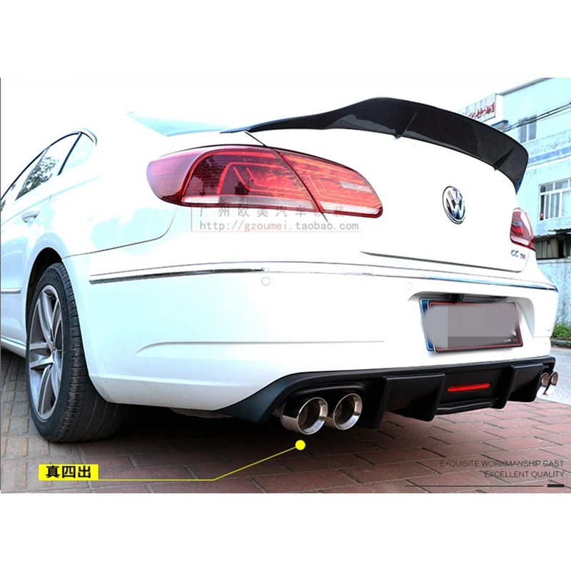 Задняя Губка из углеродного волокна со светодиодный светильник для Volkswagen Passat CC VW CC спойлер 2013- плавники в стиле акулы диффузор защита Бампера