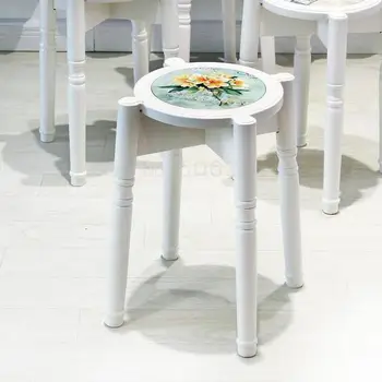 

5800 Solid Wooden Dining Stool Fashion Creative Small Stool Family Living Room Bench Modern Simple Dining Table Round Stool