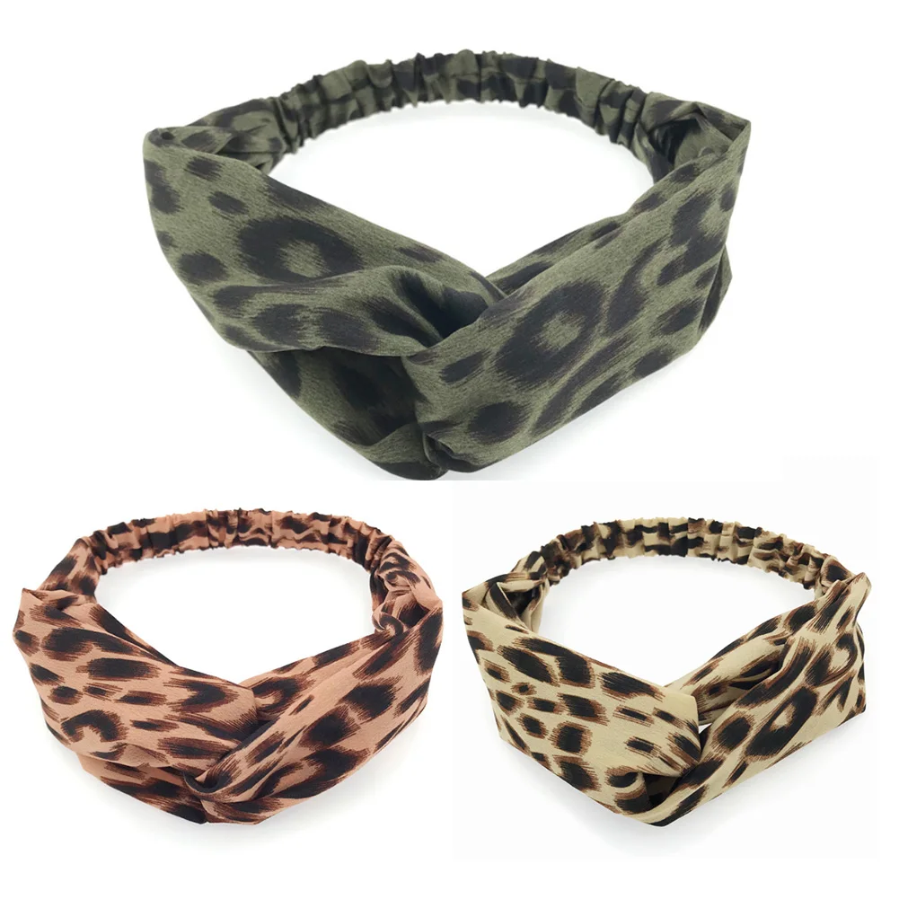 

Leopard Print Summer Lovely Hairband Women Hair Accessories Turban Twist Cross Headwrap Girl Floral Elastic Knotted Headwear