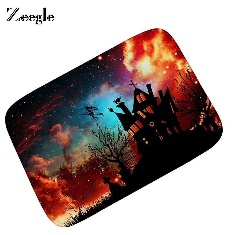 Zeegle Bath Mat Bathroom Floor Mat Carpet Haunted House Door Mat Entrance Area Rug For Home Decoraion Welcome Doormat