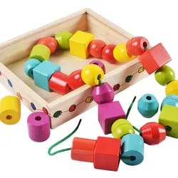 Детские деревянные бусины набор игрушек коробка DIY Форма Бисероплетение Игрушка Дети нанизывание резьба Бисер для игр Монтессори игрушки