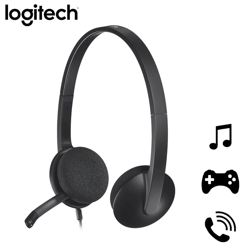 Компьютерные игровые USB наушники logitech H340 с разъемом USB, предназначенные для офисного использования практически для систем с цифровым аудио