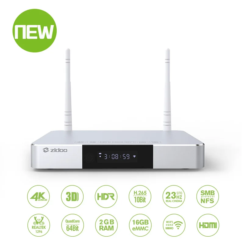  Zidoo Z9S Media Player 4K Smart TV Box Android 7.1 NAS System 2GB DDR 16GB eMMC Set Top Box HDR And - 32922601859
