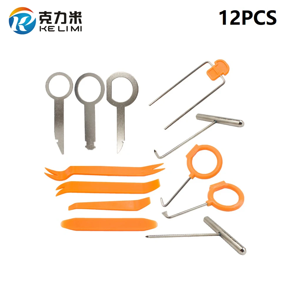 

Набор инструментов для снятия внутренней отделки автомобиля, Универсальные Плоскогубцы для зажимов автомобильных дверей, аудио панелей гаража, крепежные инструменты для разборки, 12 шт.