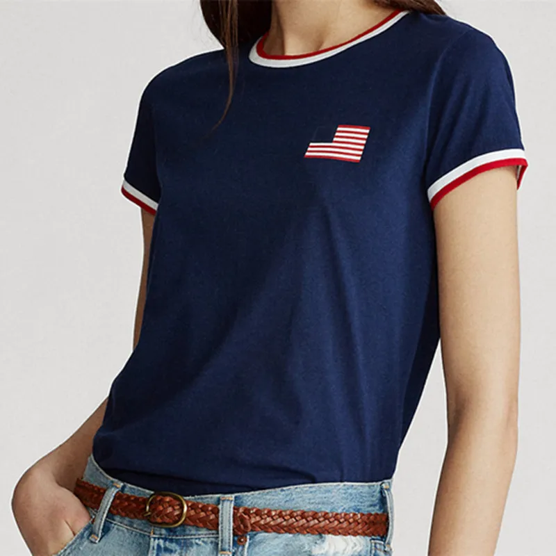 

Women's round O-neck casual polo short-sleeved T-shirt 603