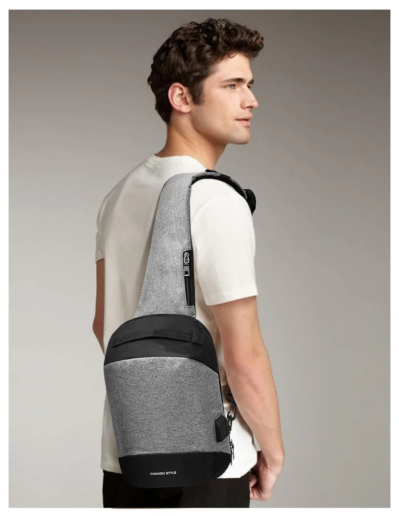Мужская нагрудная сумка Противоугонный рюкзак через плечо USB интерфейс зарядки Дорожная сумка