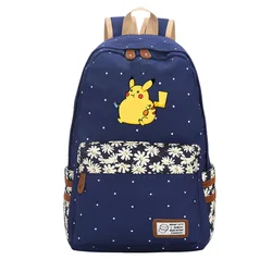 Sac à dos Pokemon en toile pour enfants, sac d'école Pikachu pour garçons et filles, trousse à crayons dessin animé Kawaii, sac d'école de haute qualité, cadeaux pour enfants 