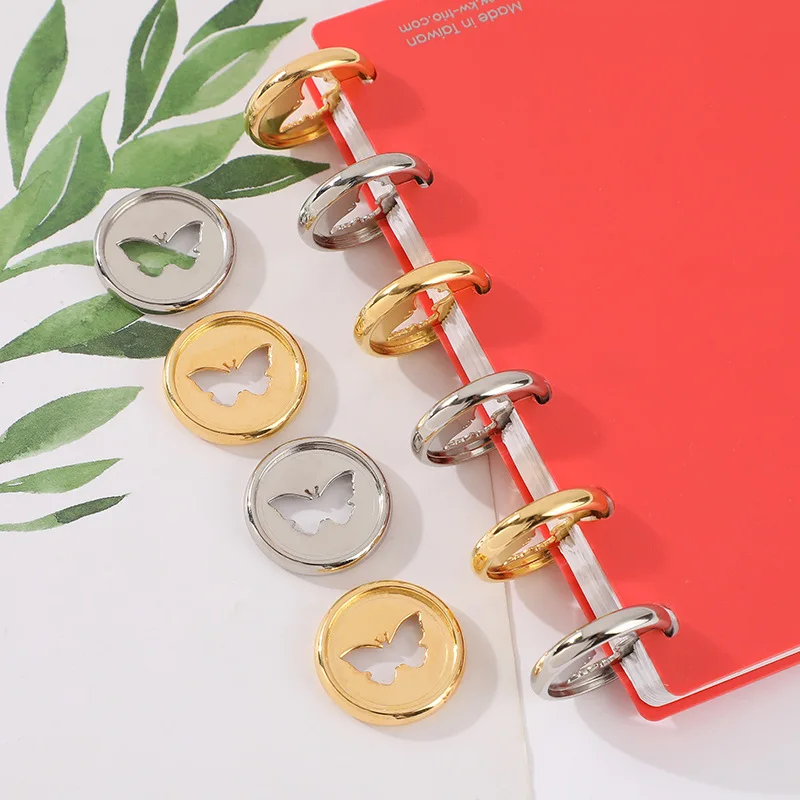 

12PCS28MM butterfly mushroom hole button binding plastic loose-leaf coil 360 degree foldable T-shaped hole office supplies