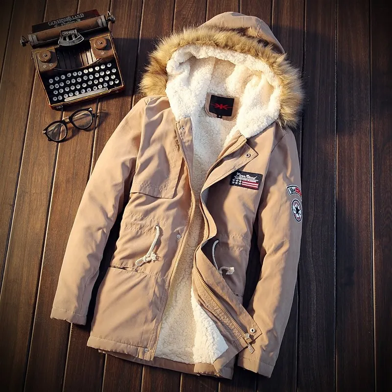 Coat Extra-large plus Velvet Winter Men Plus-sized Thick Code Spring Cotton Coat Warm Cotton-padded Jacket Straight Hem Fashion