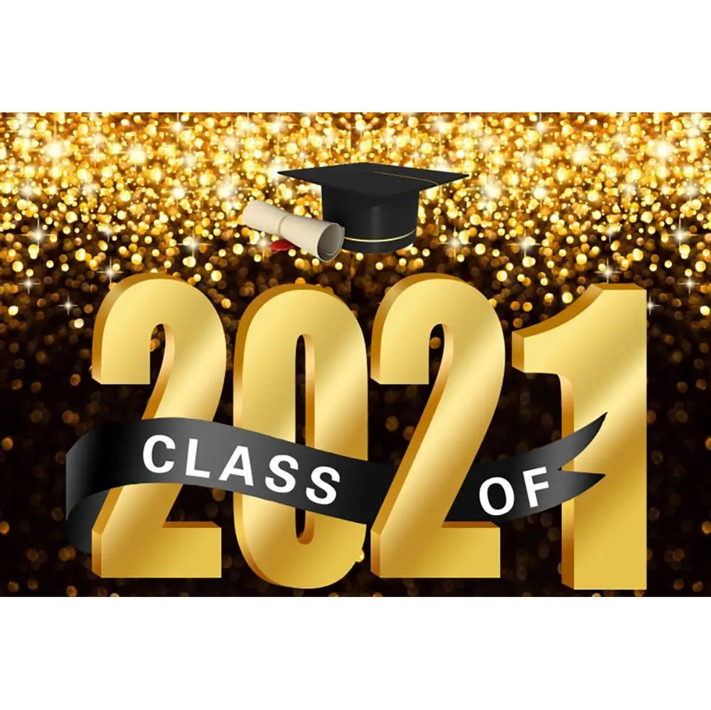 

Laeacco Golden 2021 Happy New Year Christmas Graduation Party Night Photography Backgrounds Photocall For Photo Baby Studio