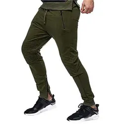 Мужские брюки-карандаш, цветные подходящие брюки со средней талией, уличные облегающие повседневные брюки на молнии