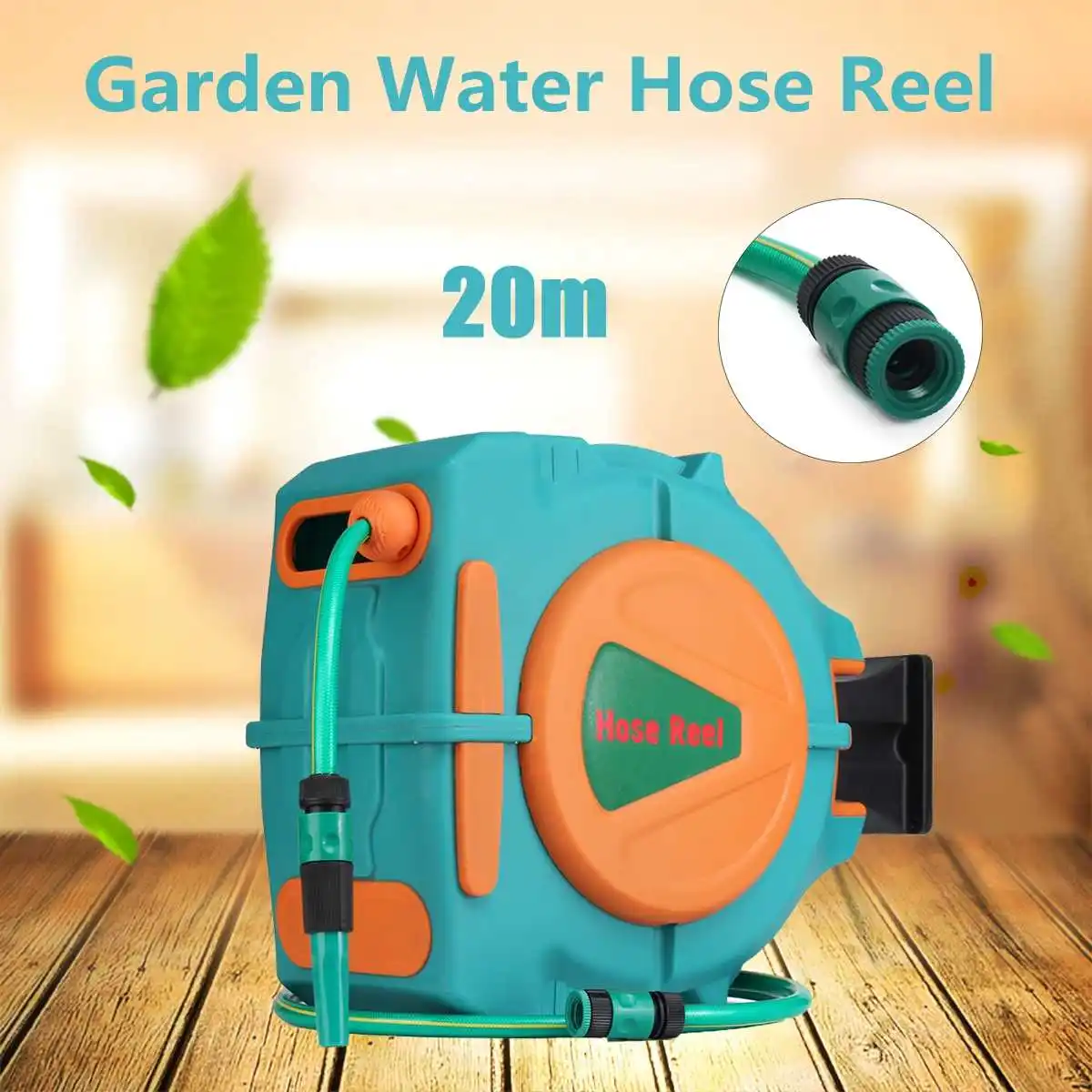 

20M 3/4" Automatic Wall Mounted Outdoor Spray Auto Rewind Garden Water Hose Reel Retractable Water Flexible Garden Garage Tool