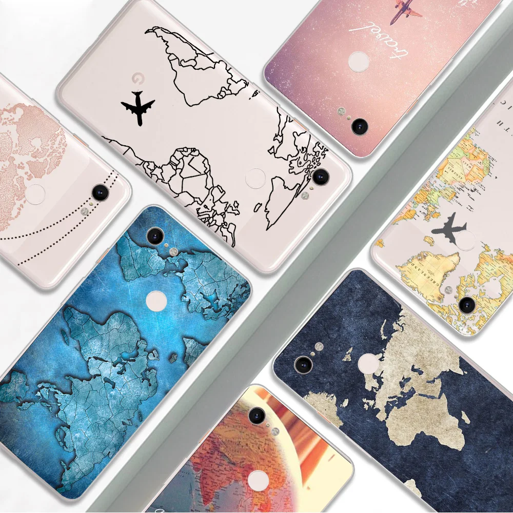 ciciber Funda Case for Google Pixel 5 4 3 2 XL Luxury Map Wanderlust Fashion Vogue Soft Silicone for Google Pixel 4a 3a XL Coque