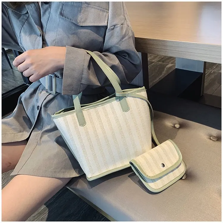 

Handbag Bag Women's 2020 New Style Fashion Summer Large-Volume Casual Shoulder Western Style Versitile Fashion Weaving Tote Bag