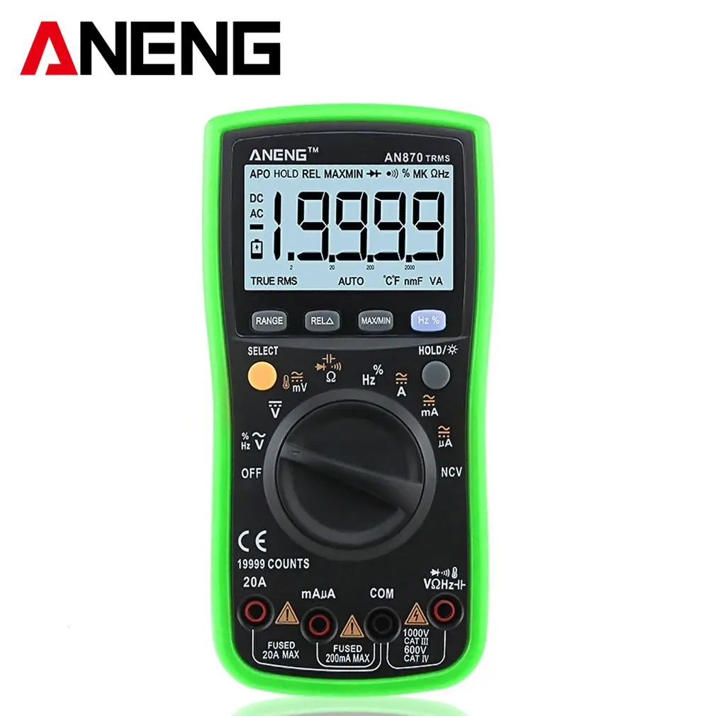 Высокоточный интеллектуальный цифровой мультиметр автоматический многофункциональный электрик цифровой дисплей Aneng An870