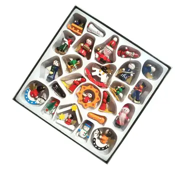 

Set of 24pcs Christmas Wooden Ornaments Handmade Crafted Miniature Christmas Tree Party Decorations
