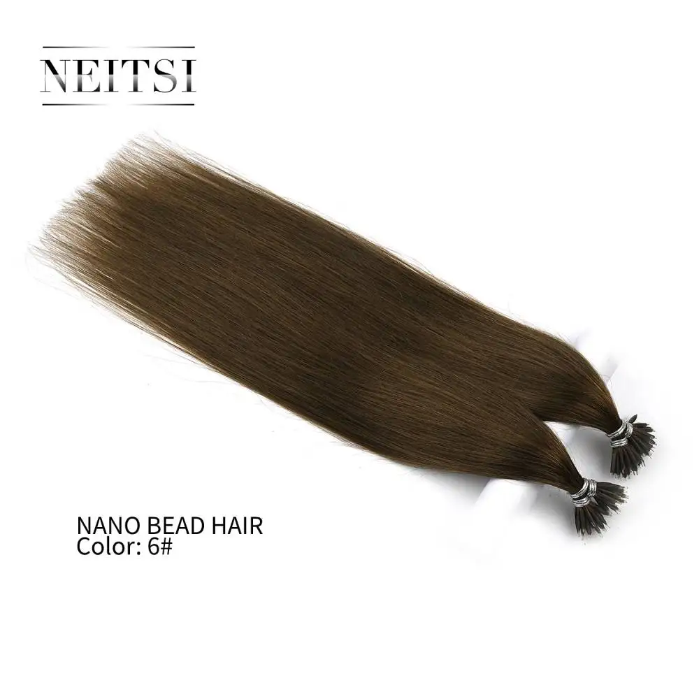 Neitsi, человеческие волосы для наращивания с микро-бусинами, не Реми, Nano Ring Links, 20 дюймов, 1,0 г/локон, 50 г, 100 г, блонд, черный, натуральные прямые волосы, 20 цветов - Цвет: #6