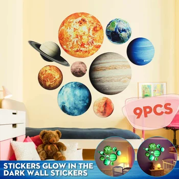 

9Pcs/Set PVC Glow In The Dark Solar System Wall Stickers Removable Wallpaper 9#Planets Decal Home Kids Room Decoration Gifts