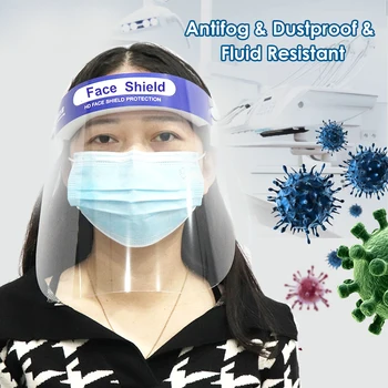 

Face Shield Reusable Transparent Safety Face Mask Antifog Dustproof Fluid Resistant Full Protective Mask Visor
