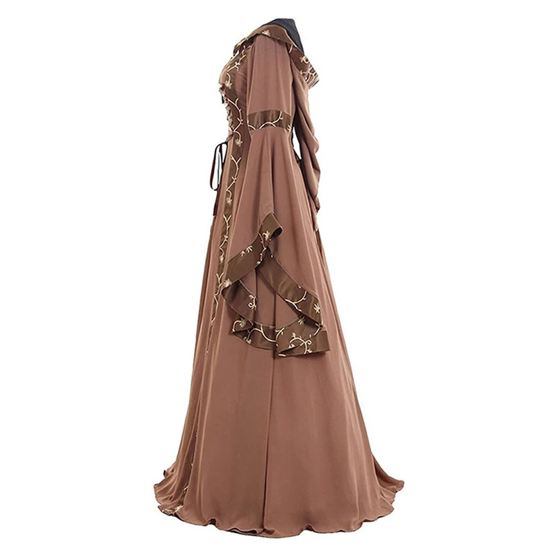 Новое средневековое платье с капюшоном, костюм, женское макси платье, королева возрождения, косплей, длинное платье, Женская Ретро маскарадная одежда, Хэллоуин, 5XL