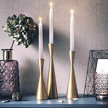

Gold Single Head Candle Holder Iron 3D Geometric Candlestick Romantic Table Decor Creative Home Wedding Decoration