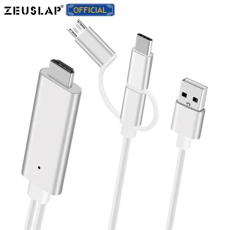 Микро USB TYPE C Lightning к HDMI кабель HDTV TV Цифровой AV адаптер 1080P для iPhone iPad и Android
