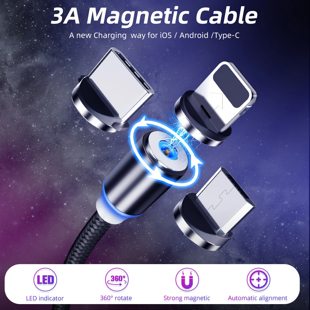 GUUGEI Магнитный Micro USB кабель для iPhone 11pro samsung Android для Umidigi F2 мобильный телефон провод для быстрой зарядки Магнитная Зарядка