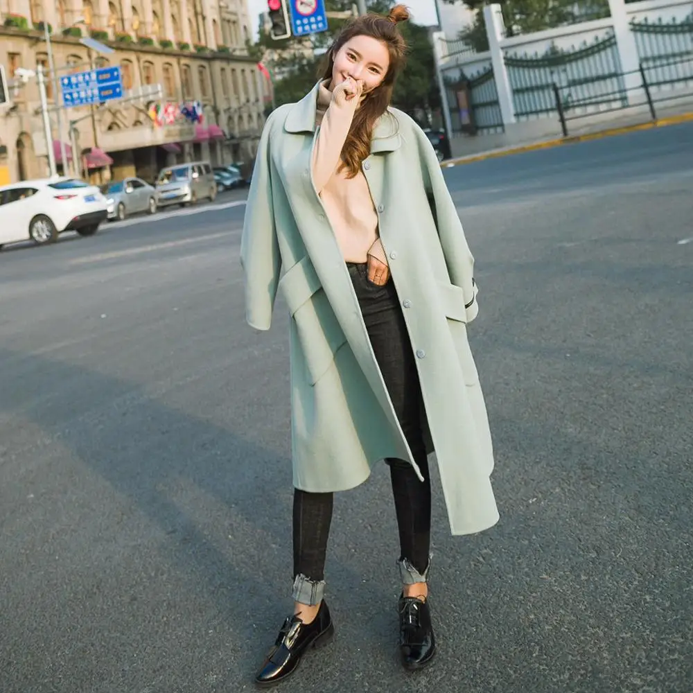 pregnant women woolen coat fashion Korean spring and autumn new long paragraph loose large size woolen cloak coat