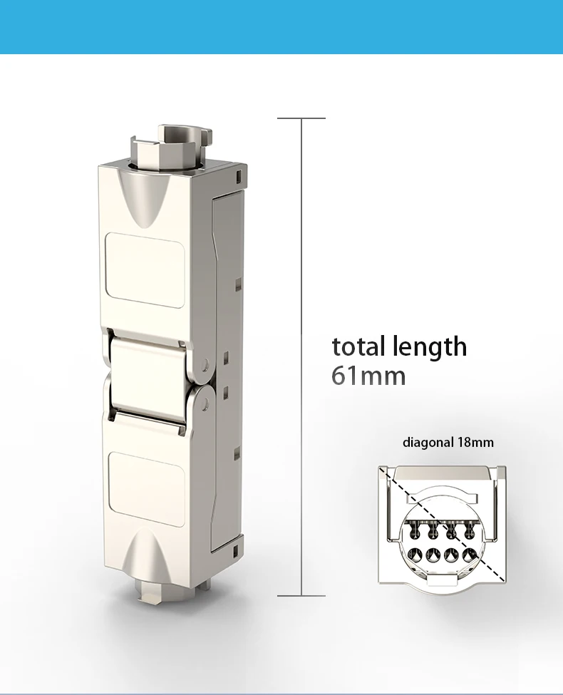 Tool-less RJ45 LAN Cable Extension Connector - Cat5e, Cat6A, Cat7 Network Extender Junction Adapter Description Image.