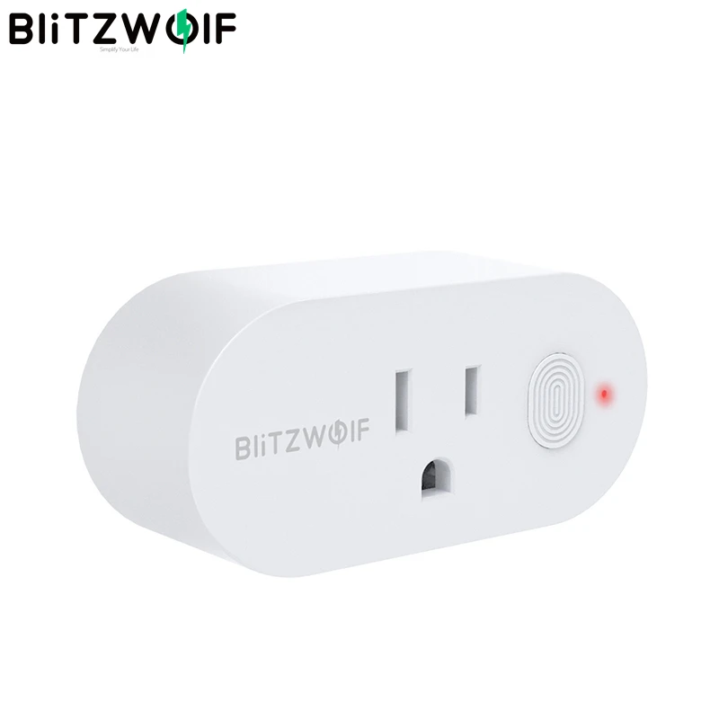 BlitzWolf enchufe inteligente BW SHP12 15A, enchufe de EE. UU., WIFI, cambio de aplicación, mando a distancia, temporizador, funciona con el asistente Google de Alexa|Control remoto inteligente|