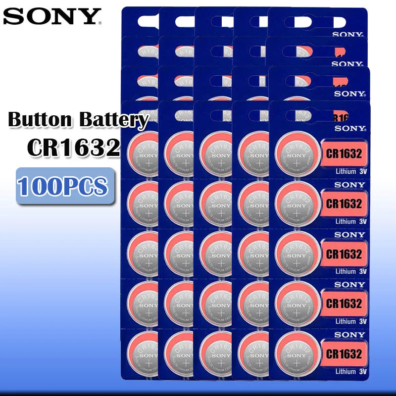 100 шт./лот sony CR1632 3V 100% оригинальная литиевая батарея для часов с пультом