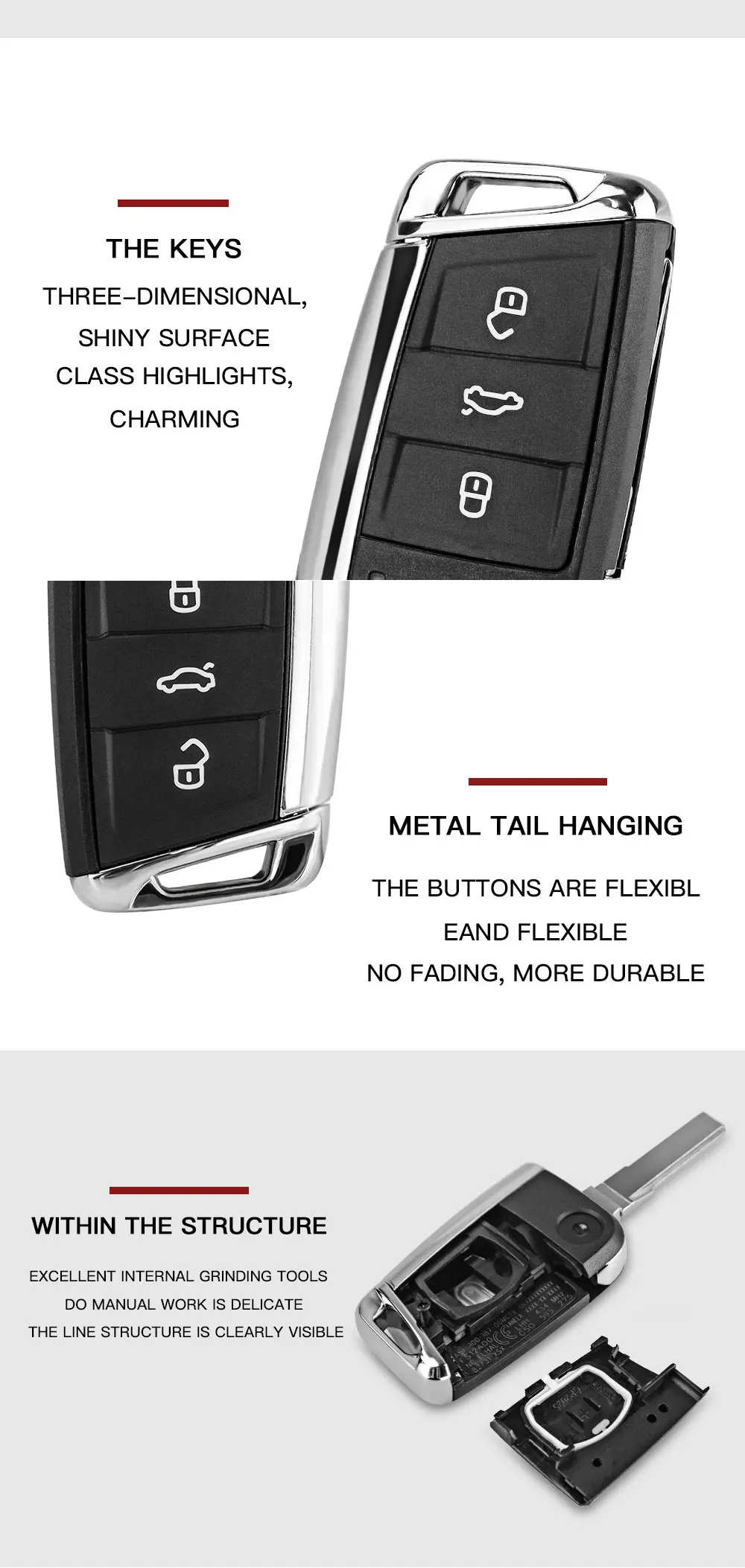 Okeytech 3 кнопки дистанционный Складной автомобильный запасной чехол для ключа для V W Golf 7 4 5 Passat b5 b6 polo Touran для сиденья Skoda Auto