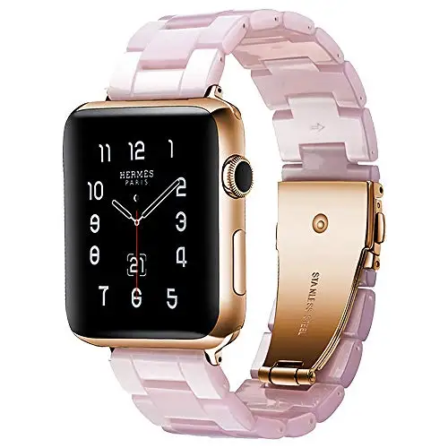 Ремешок из смолы для Apple watch 44 мм 40 мм iwatch 42 мм 38 мм Пряжка из нержавеющей стали ремешок для часов Браслет Apple watch 4 3 2 1 - Цвет ремешка: Pink