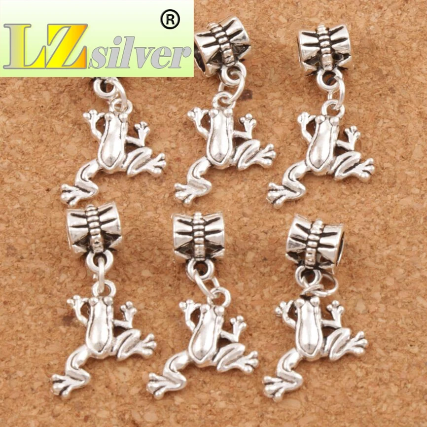 Frog Charm Beads 30.8x15.6mm 100PCS Zinc Alloy Dangle Fit European Bracelets Jewelry DIY B167