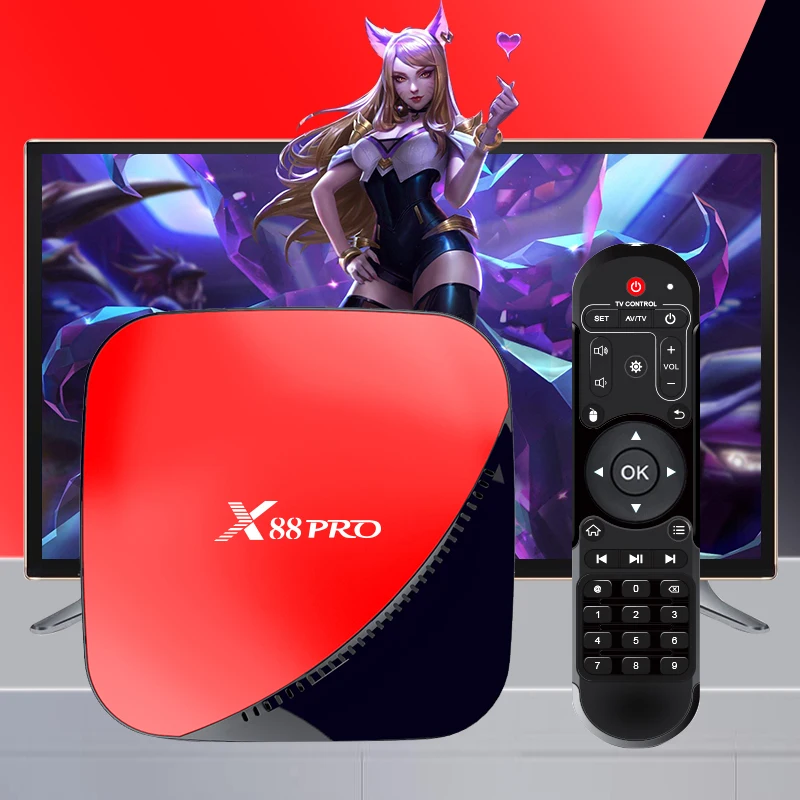 ТВ приставка X88 PRO на Android 9 0 4 ГБ 4K с ОЗУ 64 32 голосовой помощник Google Rockchip RK3318 четыре