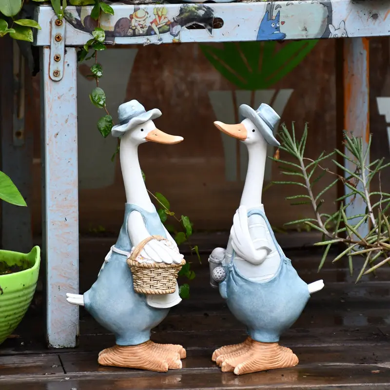 

Pastoral Resin Duck Ornaments Home Livingroom Accessories Outdoor Garden Figurines Decoration Courtyard Villa Furnishing Crafts