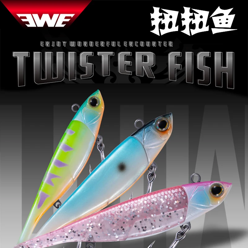 New EWE Twister Fish 11g/15g/25g Wobbler Isca Artificial High Frequency Tremor Metal Head Soft Bait 82/92/110mm Lure | Спорт и