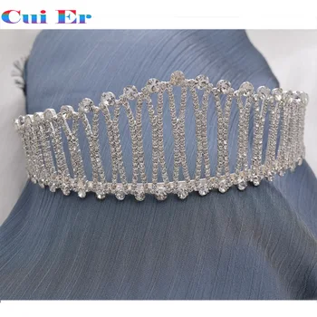 

CUIER 5.5CM high Rhinestone Crystal Queen Princess Crown Headdress Head Tiara Bridal Wedding Hair Jewelry Accessories