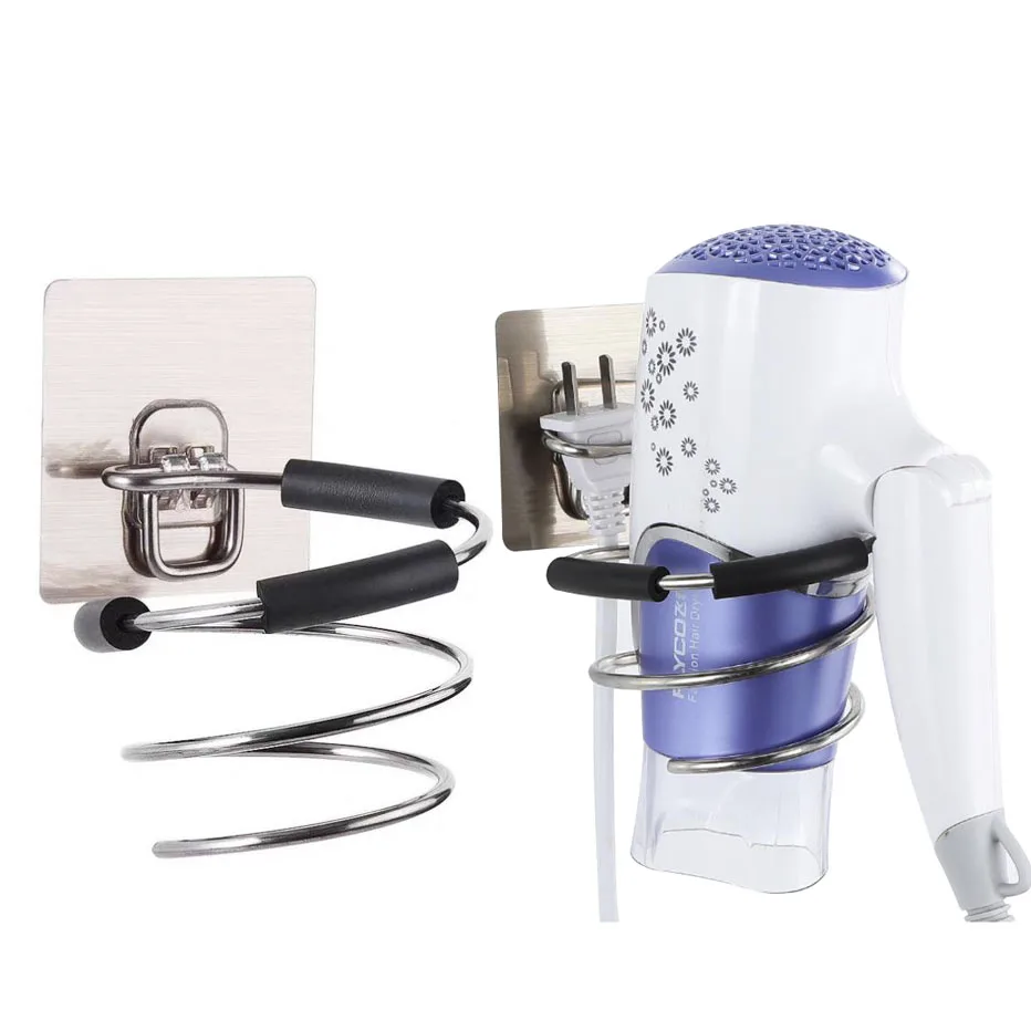 Hair Blow Dryer Rack Wall Mounted Self Adhesive Hair Dryer Holder Rack Stainless Steel Bathroom Organzier Hair Blow Dryer Rack Wall Mounted Self Adhesive Hair Dryer Holder Rack Stainless Steel Bathroom Organzier