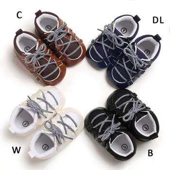 

2019 New Baby Brand New Baby Boy Soft Sole Soft Baby Boots Anti-slip Boots Sneaker Solid PU Breathable First Walkers 0-18 M