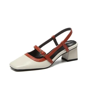 

LOVEXSS 2020 Women Glitters High Heeled Sandals Genuine Leather Summer Female Square head Shoes Ladies Gladiator Pumps Buckle