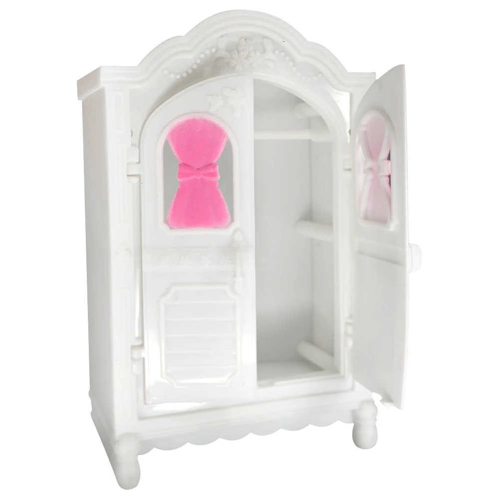 

NK 1 Pcs Doll Fashion Accessories Plastic White Wardrobe Mini Closet for Barbie Doll Dollhouse Living Room Dollhouse Toy