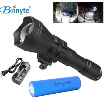 

Brinyte B158 Convex Lens Zoomable LED Flashlight Torch Outdoor Tactical Hunting FlashLight + 3000mAH 18650 battery + battery
