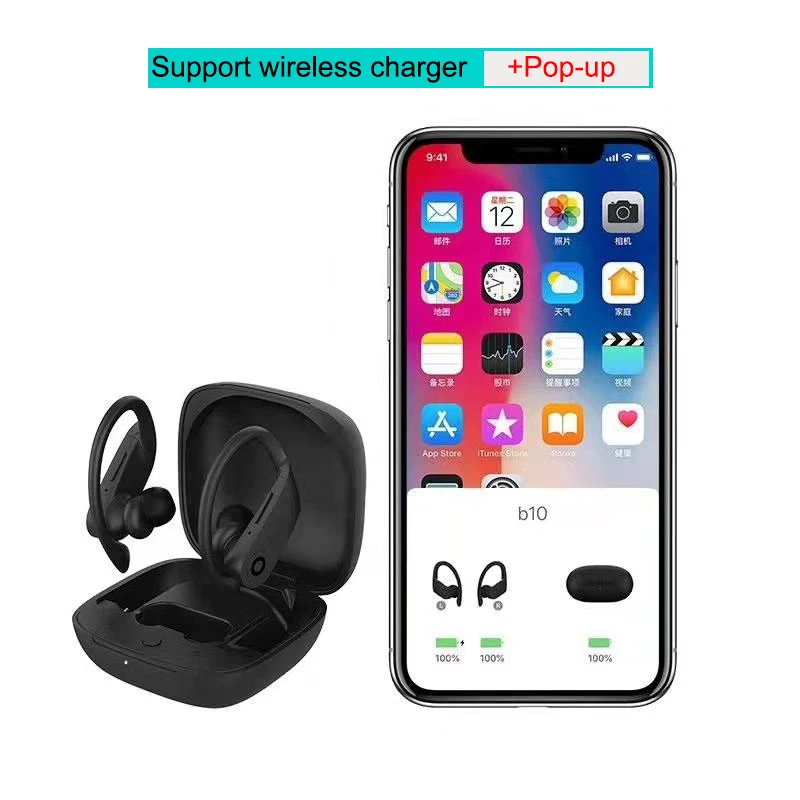 TWS B10 Pop-up True Wireless Headphones Stereo Sport Waterproof ear-hook Headphones Earbuds with Charging Box Wireless Earphone - Цвет: Pop-up wireless