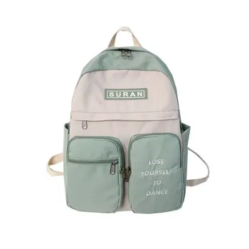 

PB242 Backpack High School Campus Vintage Girl Multi-Pocket Backpack