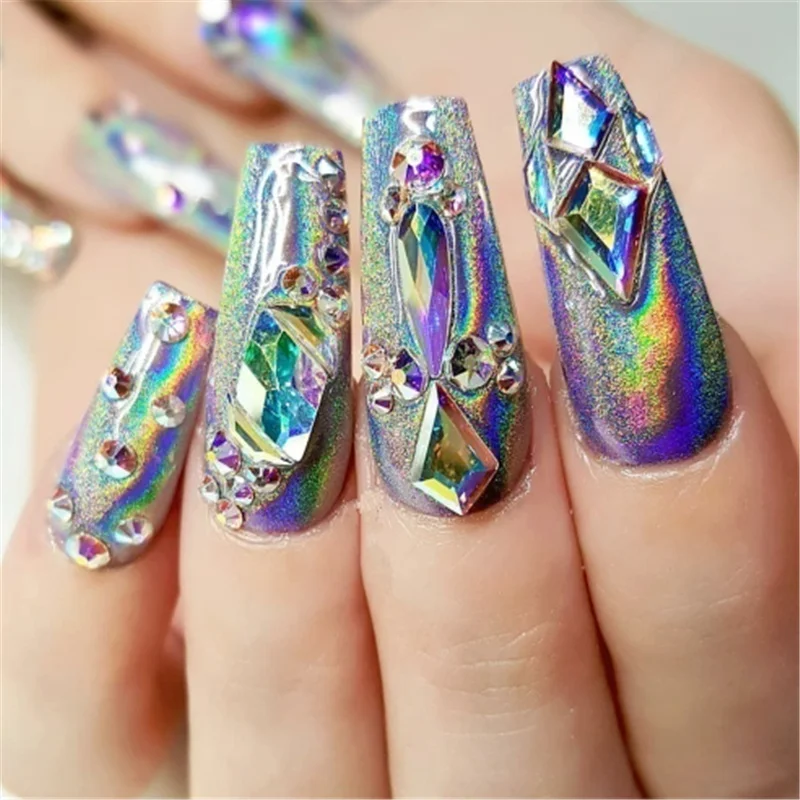 20 шт украшения для ногтей Алмазный орнамент острый низ горный хрусталь прозрачный AB Стразы Кристалл для 3d дизайна ногтей
